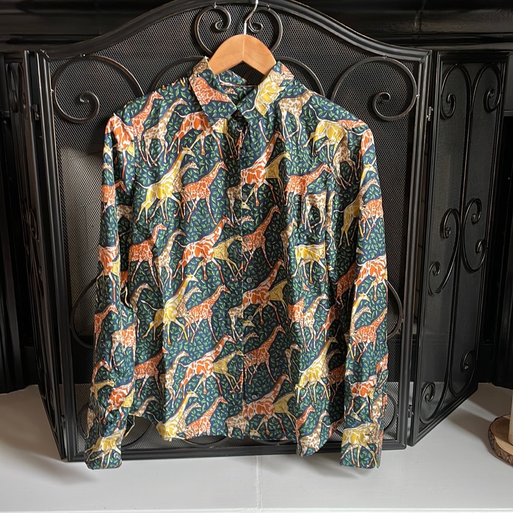 JCrew silk printed shirt